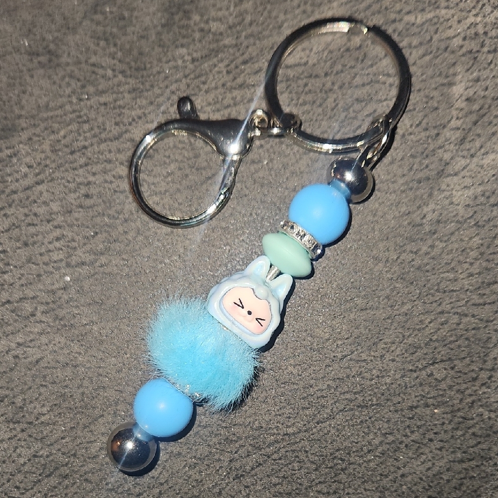 Blue Monster Labubu Inspired Hand Crafted Keychain